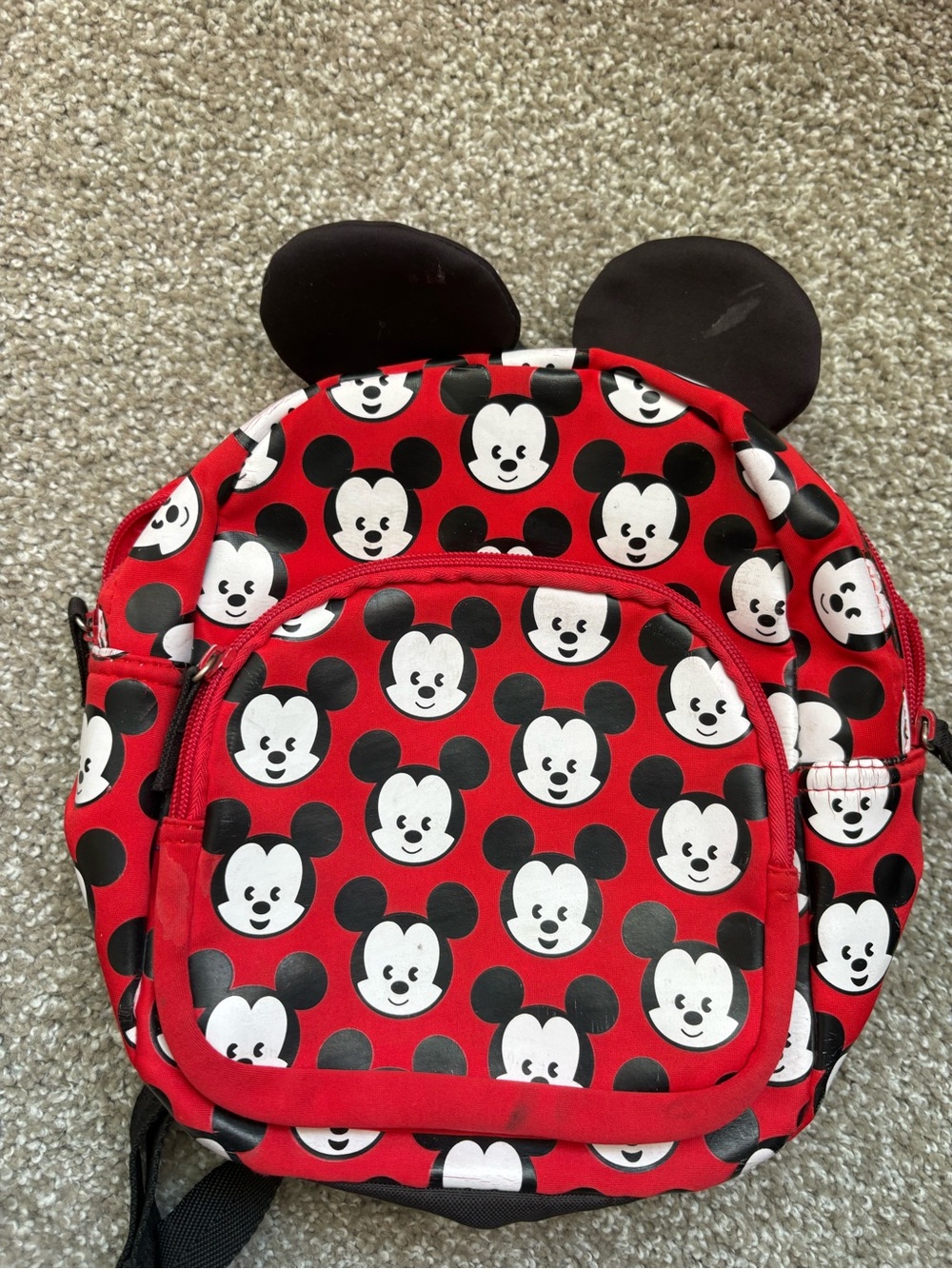 Kids Red Mickey Face Backpack with Ears